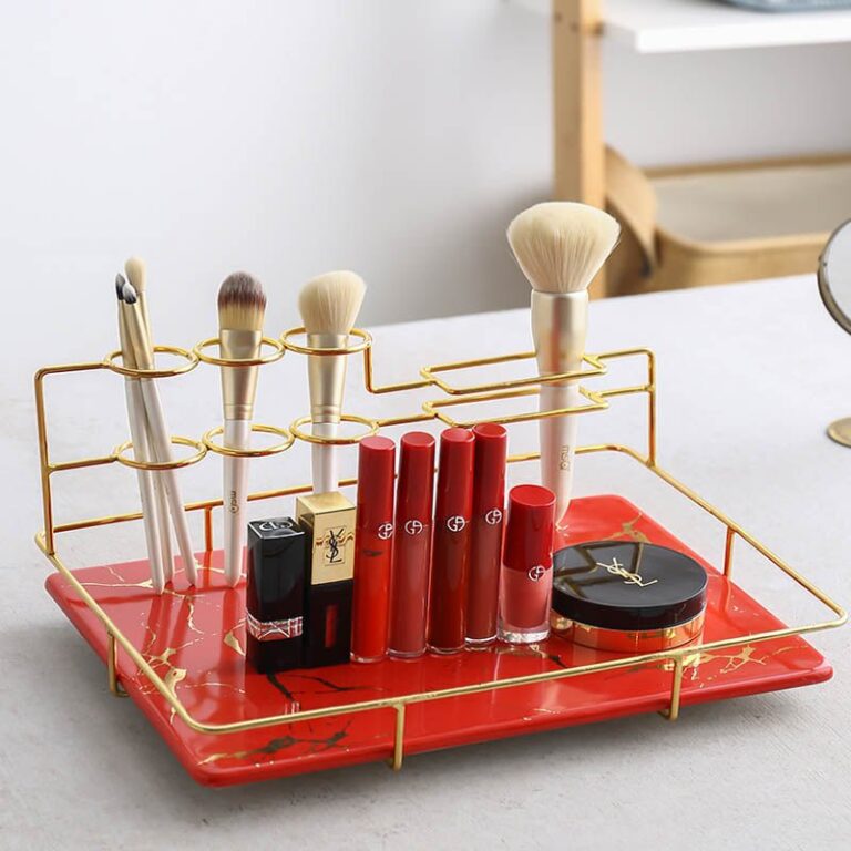 Alternative view of Goldener Kosmetik Organizer aus Marmor