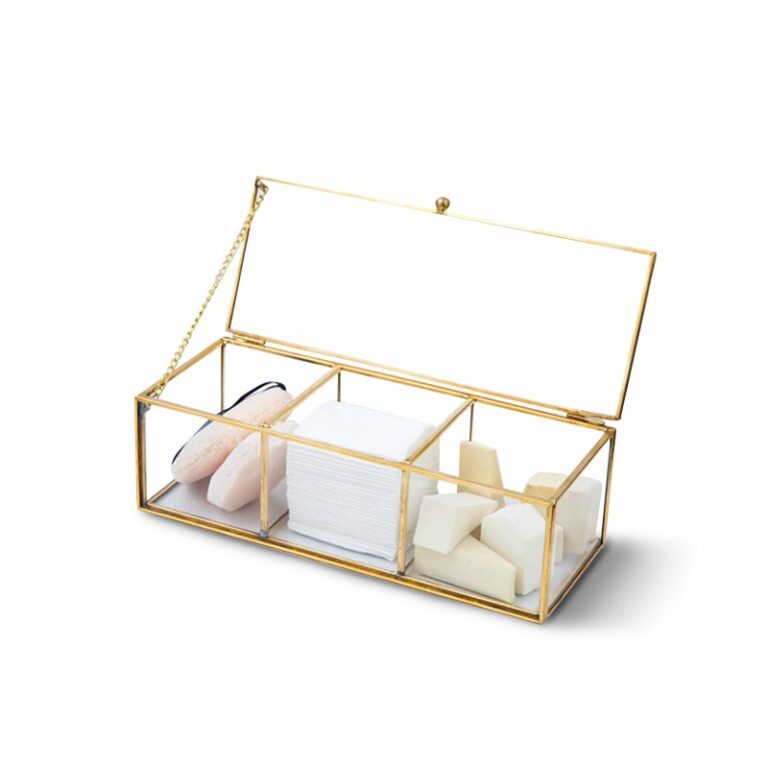 Goldener Kosmetik Organizer mit 3 Fächern