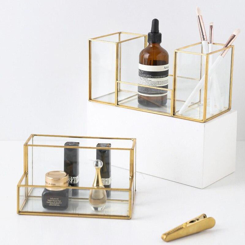 Kosmetik Organizer aus Gold Glas