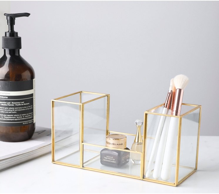 Kosmetik Organizer aus Gold Glas – Bild 5
