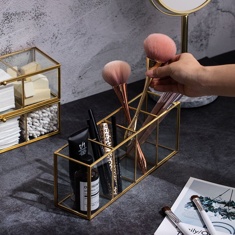 Kosmetik Organizer für den Schreibtisch aus Glas – Bild 3