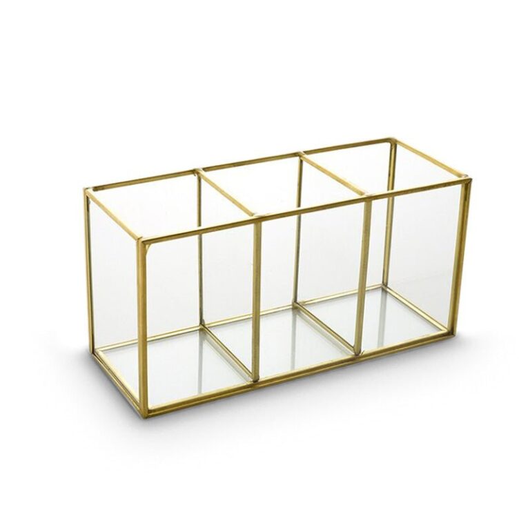 Kosmetik Organizer für den Schreibtisch aus Glas