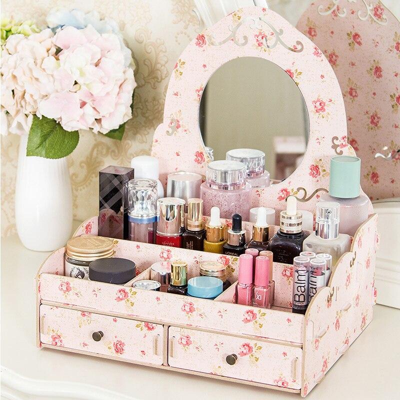 Kosmetik Organizer mit Spiegel in Weiß – Bild 4