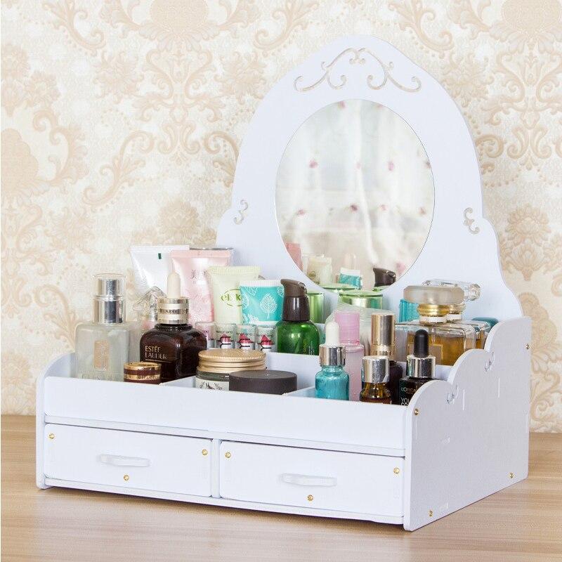 Kosmetik Organizer mit Spiegel in Weiß – Bild 3